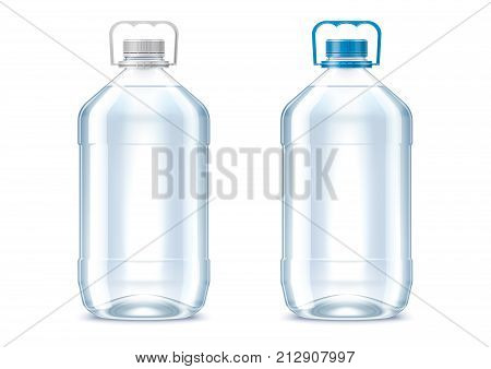Clear plastic bottles 5L for water. Mockups for your projects