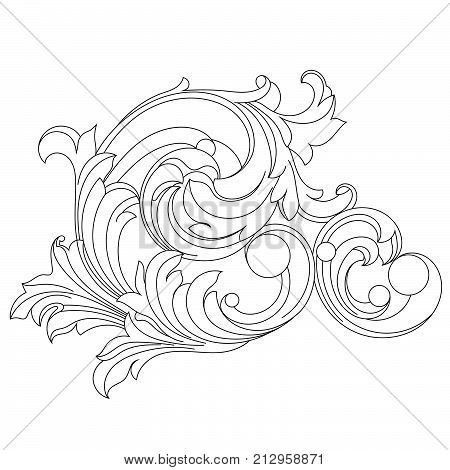 Black vintage ornament, baroque ornament, scroll ornament, engraving ornament, border ornament, floral ornament, retro pattern, antique pattern, style acanthus pattern, foliage pattern, swirl pattern decorative pattern, filigree pattern. vector