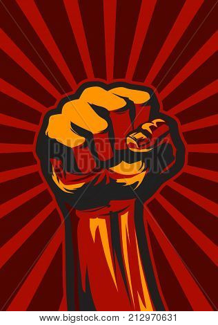Revolution Fist UP Poster in retro Style