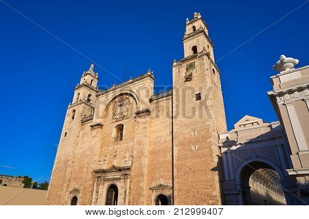 Merida San Ildefonso cathedral of Yucatan in Mexico