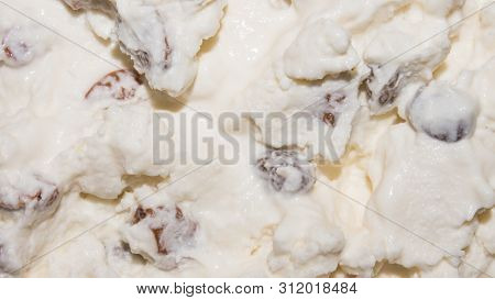 Curd Mass With Raisins.background Of Cottage Cheese With Raisins.