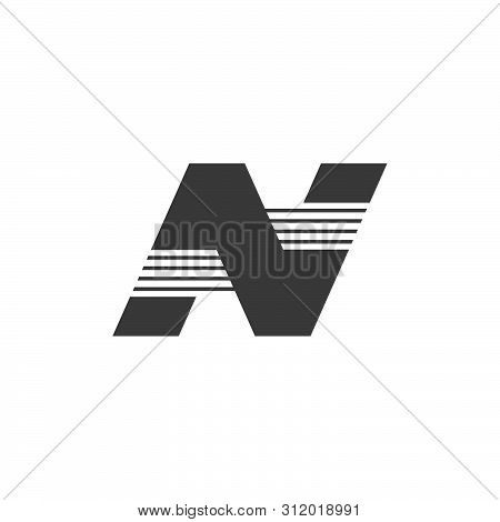 Letter N Av Stripes Geometric Logo Vector