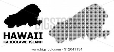 Halftone And Solid Map Of Kahoolawe Island Collage Illustration. Vector Map Of Kahoolawe Island Comb