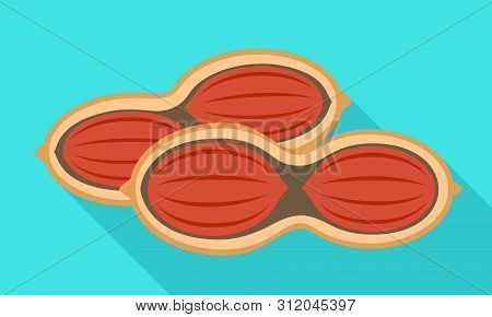 Half Peanut Shell Icon. Flat Illustration Of Half Peanut Shell Vector Icon For Web Design