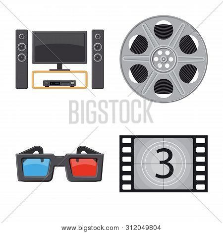 Vector Illustration Of Cinema And Theater Sign. Set Of Cinema And Entertainment Stock Vector Illustr