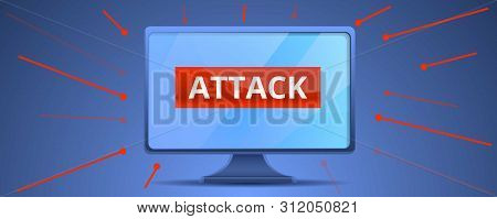 Cyber Atack Concept Banner. Cartoon Illustration Of Cyber Atack Vector Concept Banner For Web Design