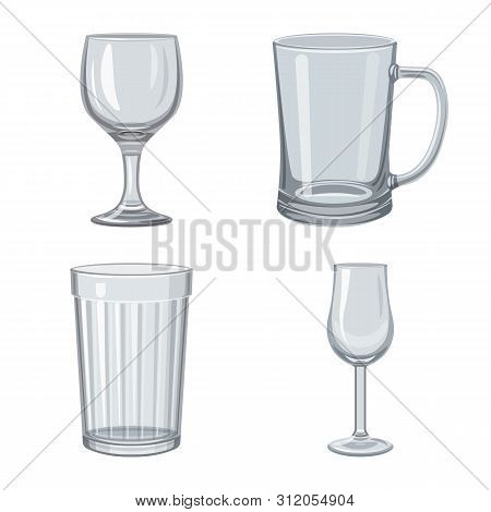 Vector Design Of Dishes And Container Icon. Set Of Dishes And Glassware Vector Icon For Stock.