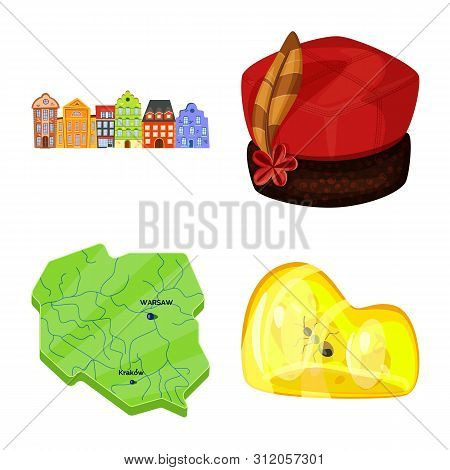 Vector Illustration Of Poland And Travel Sign. Collection Of Poland And Europe Stock Vector Illustra