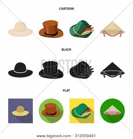 Vector Illustration Of Hat And Cap Icon. Set Of Hat And Model Vector Icon For Stock.