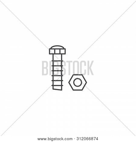 Nut And Bolt Vecvtor Icon Isolated On White Background