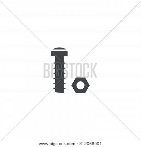 Nut And Bolt Vecvtor Icon Isolated On White Background