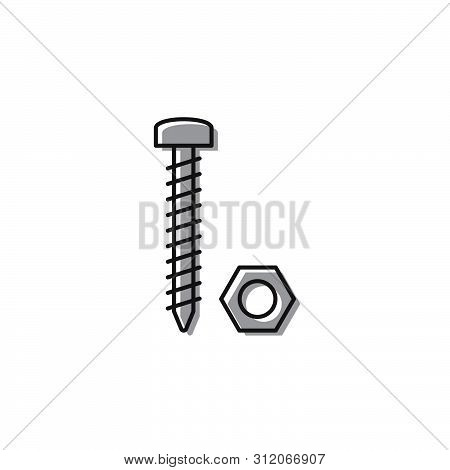 Nut And Bolt Vecvtor Icon Isolated On White Background