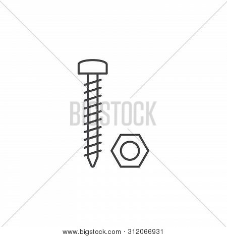 Nut And Bolt Vecvtor Icon Isolated On White Background