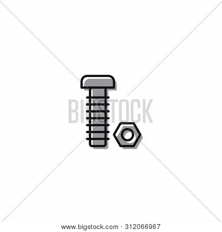 Nut And Bolt Vecvtor Icon Isolated On White Background