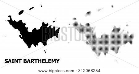 Halftone And Solid Map Of Saint Barthelemy Composition Illustration. Vector Map Of Saint Barthelemy 