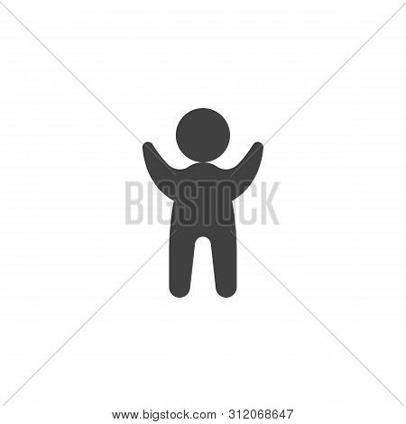 Man Hands Up Vector Icon. Filled Flat Sign For Mobile Concept And Web Design. Human Figure Silhoeutt