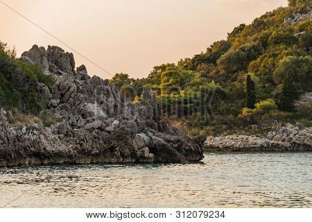 Divna Beach On Sunset, Peljesac Peninsula, Dalmatia, Croatia