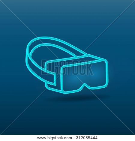 Virtual Reality Glasses, Headset Icon. Virtual Mask On Blue Background.
