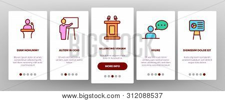 Public Speech Vector Onboarding Mobile App Page Screen. Public Speech, Oratorical Skills Linear Pict