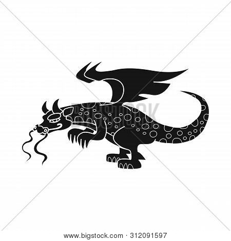 Isolated Object Of Dragon And Monster Symbol. Collection Of Dragon And Wing Vector Icon For Stock.