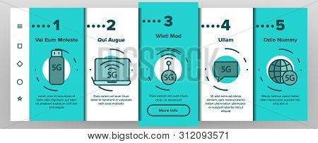 5g Fast Network, Connection To Website Vector Onboarding Mobile App Page Screen. High Speed Internet