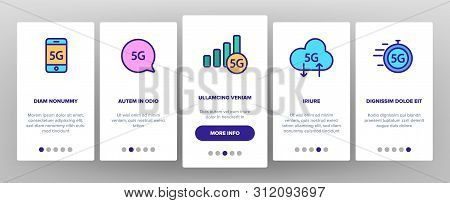5g Fast Network, Connection To Website Vector Onboarding Mobile App Page Screen. High Speed Internet