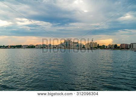 Pomorie, Bulgaria - June 21, 2019: The Multi-storey Facade Of The Modern Five-star Hotel Seaside Res