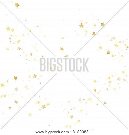 Flying Gold Star Sparkle Vector With White Background. Twinkle Gold Gradient Christmas Sparkles Glit
