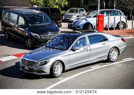 Monte-carlo, Monaco - March 12, 2019: Premium Class Vehicle Mercedes-benz-maybach W222 S-class In Th
