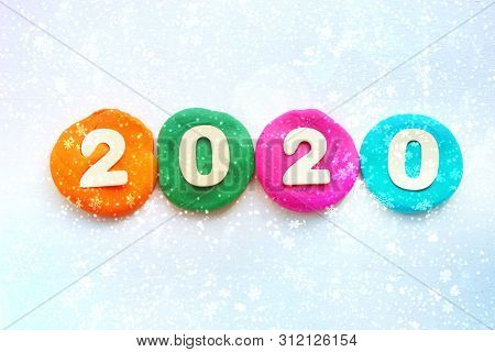 2020 Background .the Concept Of The New 2020. New Year With Colorful Numbers 2020 On White Backgroun