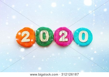 2020 Background .the Concept Of The New 2020. New Year With Colorful Numbers 2020 On White Backgroun