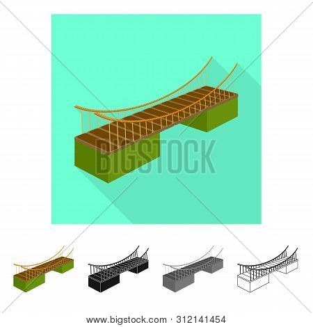 Vector Design Of Bridge And Mounted Logo. Set Of Bridge And Bank Vector Icon For Stock.