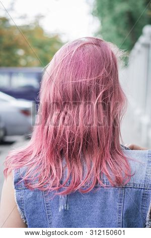 Hipster Red Head Girl Back View, Urban Lifestyle Concept