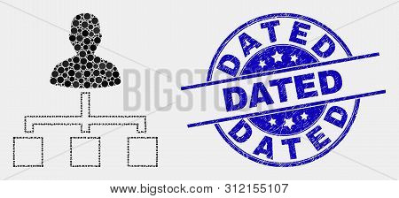 Dot User Links Mosaic Pictogram And Dated Seal. Blue Vector Rounded Distress Seal With Dated Text. V