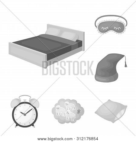 Rest And Sleep Monochrome Icons In Set Collection For Design. Accessories And Comfort Bitmap Symbol 