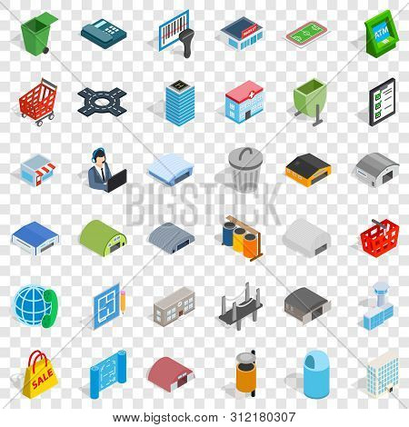 Towny Icons Set. Isometric Style Of 36 Towny Icons For Web For Any Design