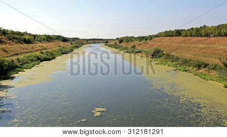 Artificial Water Way Canal In Vojvodina Serbia
