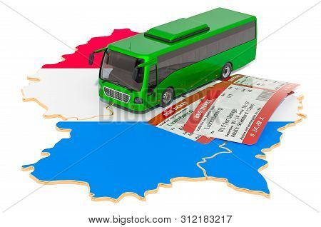 Bus Travel In Luxembourg, Concept. 3d Rendering Isolated On White Background