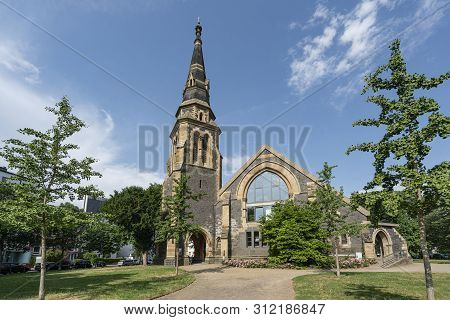 Frankfurt Am Main, July 2019.  A View Of The  Ecumenical Center Christus Church Beethoven Square