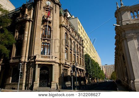 Street Corner Of Moneda & Morande - Santiago - Chile