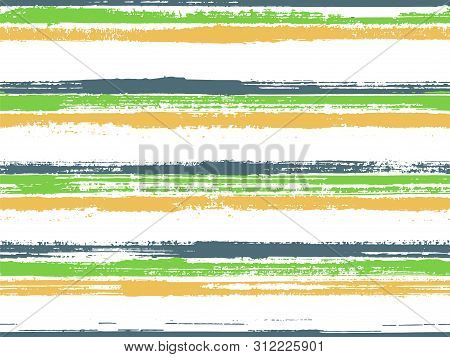 Stripes Watercolor Paintbrush Seamless Vector Pattern. Seamless Casual Lines Background. Distressed 
