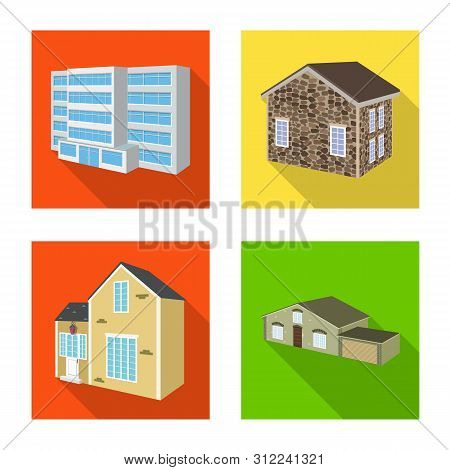 Vector Design Of Facade And Housing Logo. Set Of Facade And Infrastructure Stock Vector Illustration