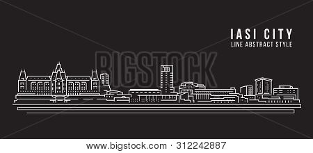 Cityscape Building Line Art Vector Illustration Design - Iasi City