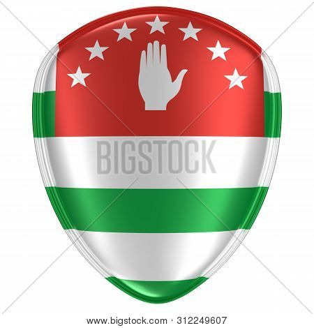 3d Rendering Of An Abkhazia Flag Icon On White Background.