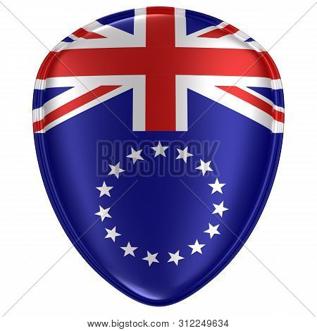 3d Rendering Of A Cook Islands Flag Icon On White Background.