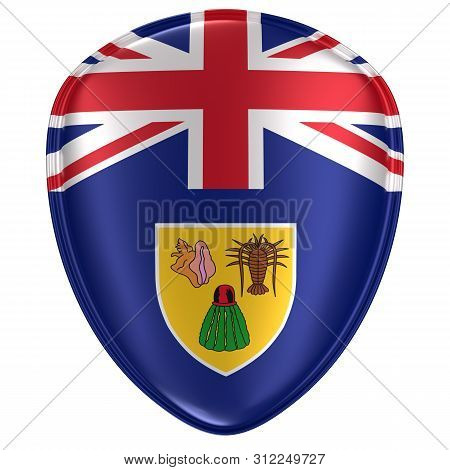 3d Rendering Of A Turks And Caicos Islands Flag Icon On White Background.