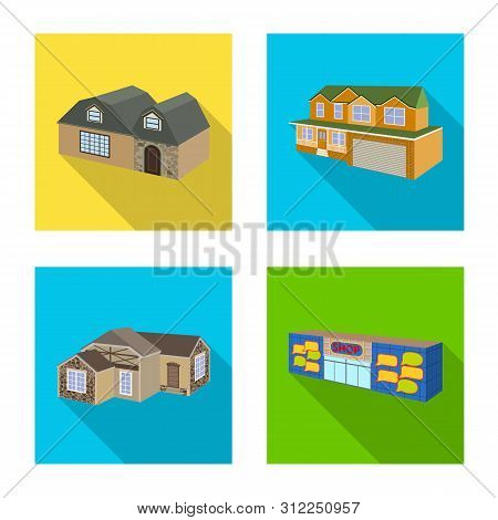 Isolated Object Of Facade And Housing Icon. Set Of Facade And Infrastructure Vector Icon For Stock.
