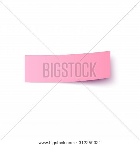 Oblong Pink Rectangular Sticker With Peeling Off Edge Realistic Style