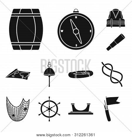 Vector Illustration Of Attributes And Vintage Icon. Set Of Attributes And Sea Stock Vector Illustrat