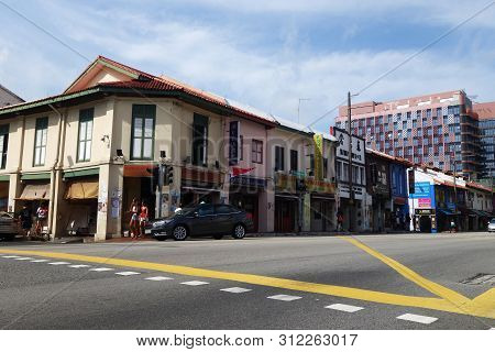 Singapore- 19 Jul, 2019: Street View Of Little India In Singapore. Little India Is Singaporean Neigh